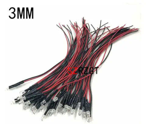 3mm LED prewired pack of 10